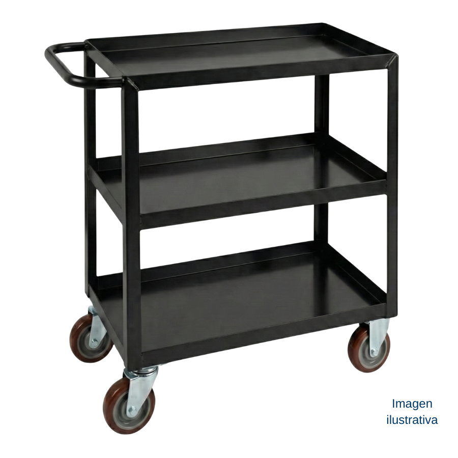 Carrito de acero soldado de uso pesado con 3 repisas