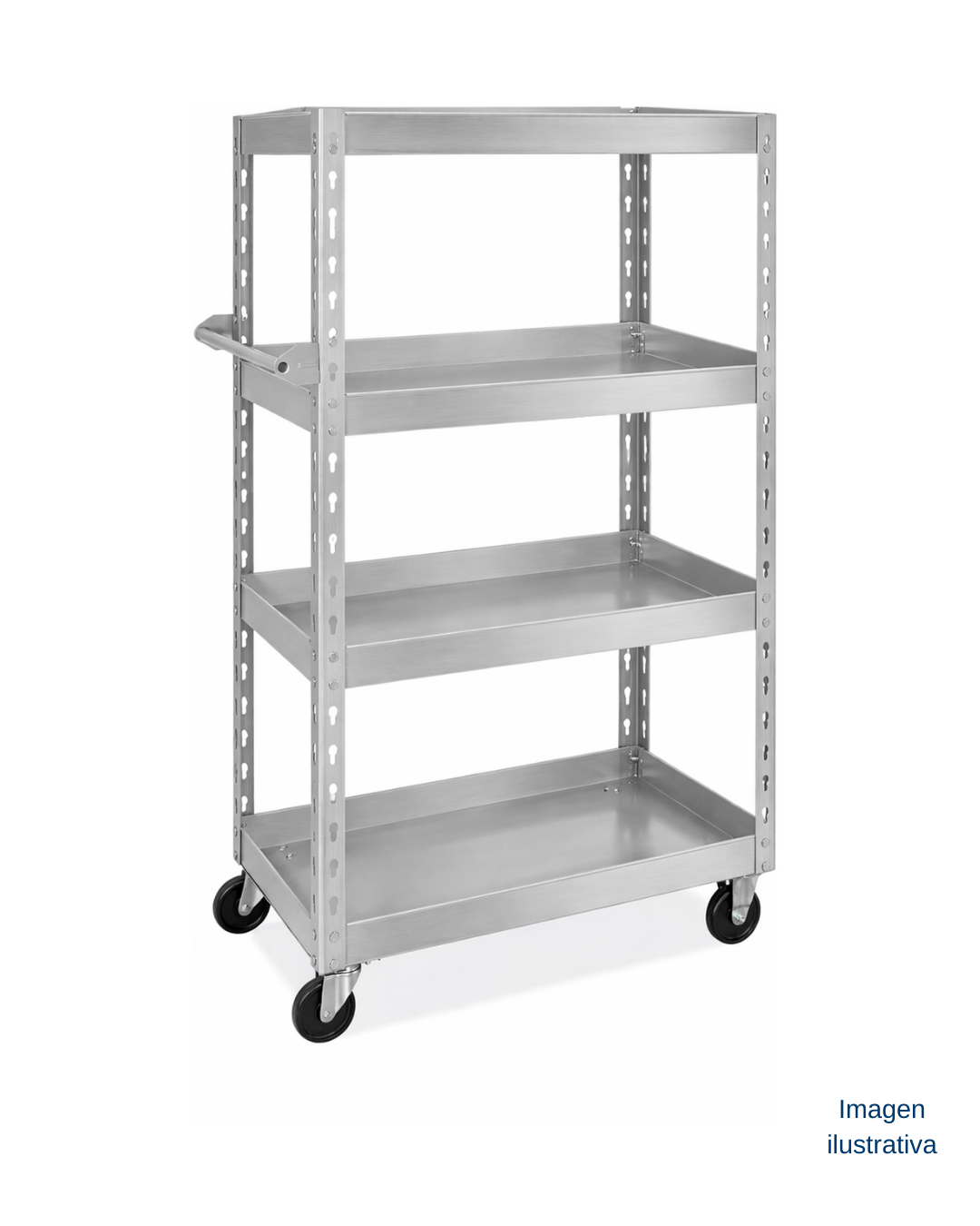 Carrito de Acero de 4 Repisas Pulvirrevestido