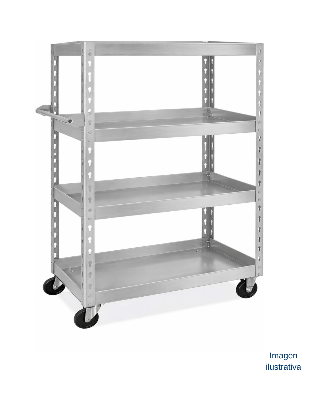 Carrito de Acero de 4 Repisas Pulvirrevestido