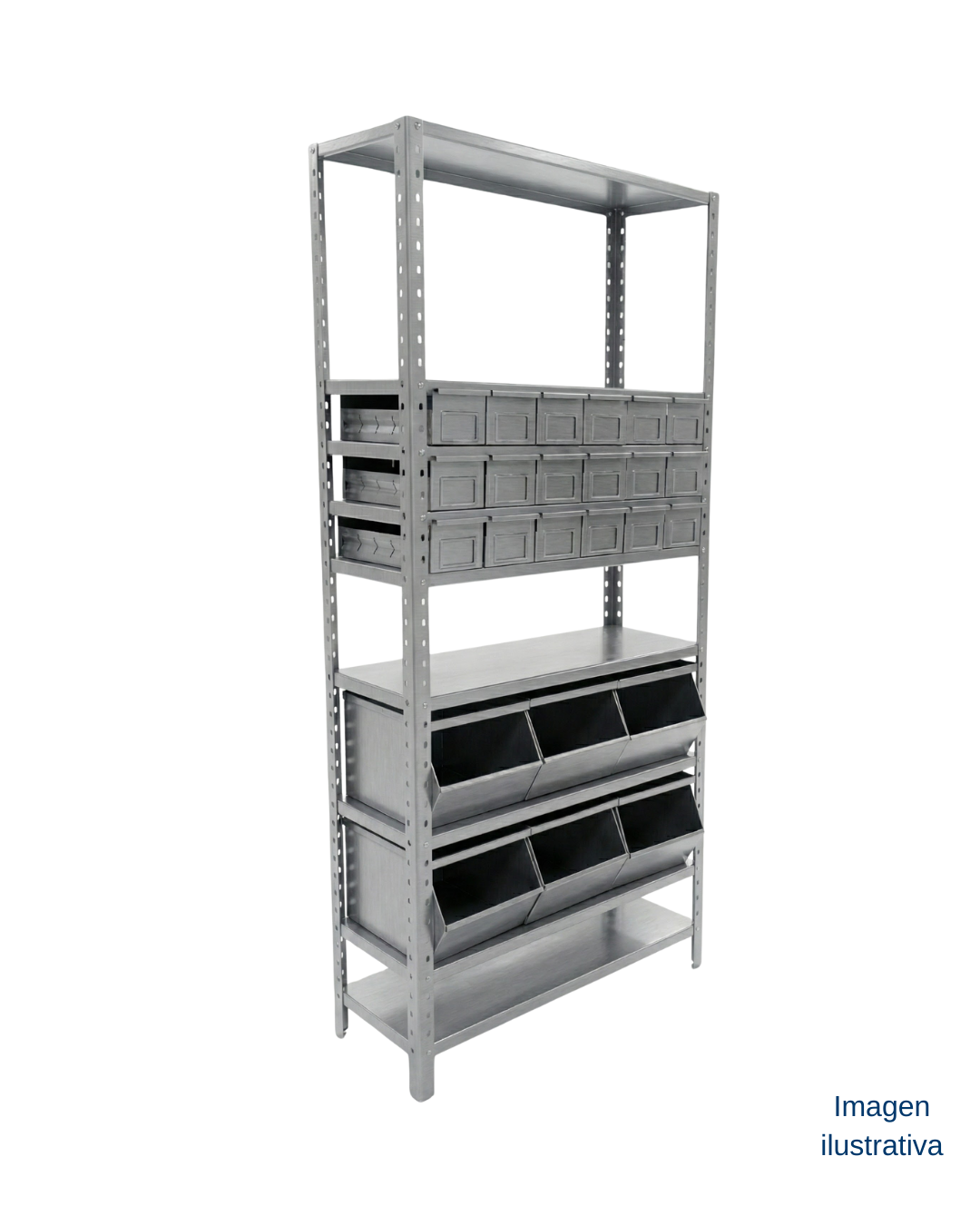 Estantería metálica con compartimentos