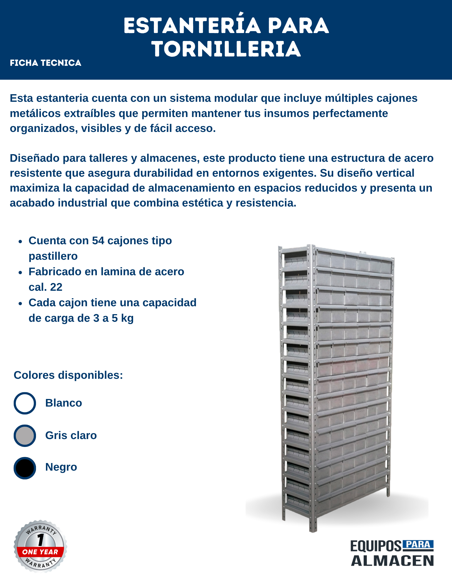 Estanteria para tornillería