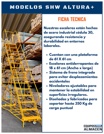 Escalera Industrial de Recolección SHW Altura+