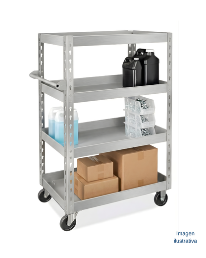 Carrito de Acero de 4 Repisas Pulvirrevestido