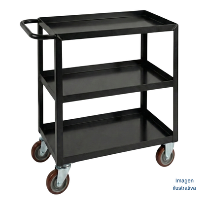 Carrito de acero soldado de uso pesado con 3 repisas