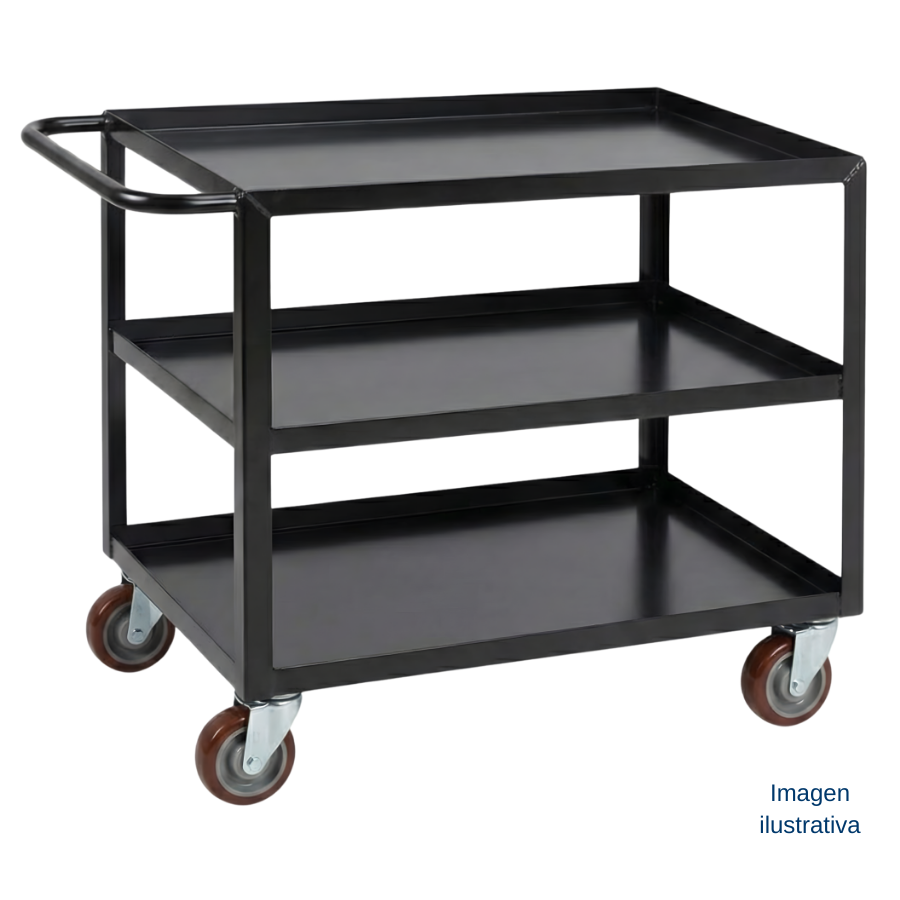 Carrito de acero soldado de uso pesado con 3 repisas