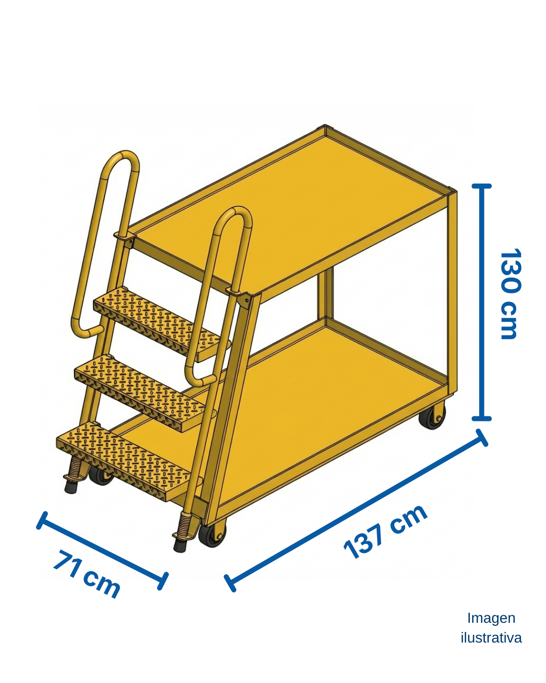 Carrito escalera para picking 137 x 71 x 130 CM