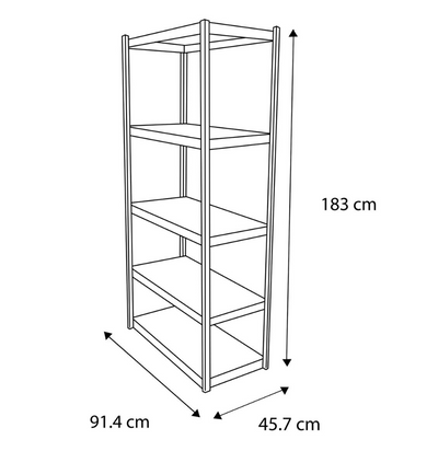 Estante de acero 5 niveles (183 × 91.4 × 45.7 cm)