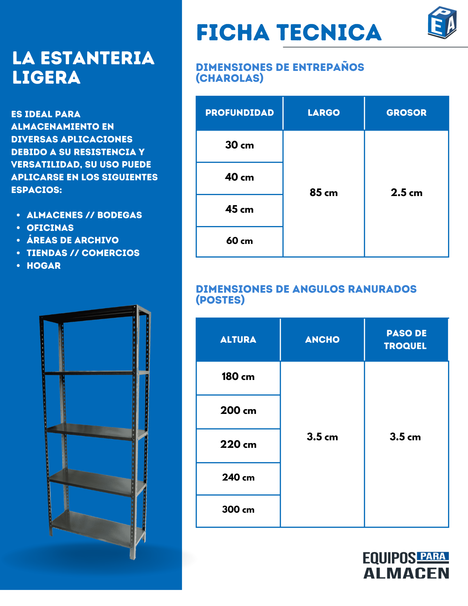 Estanteria ligera en calibre 22