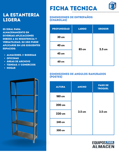 Estanteria ligera en calibre 22