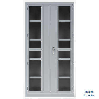 Gabinete metalico con puertas de vidrio